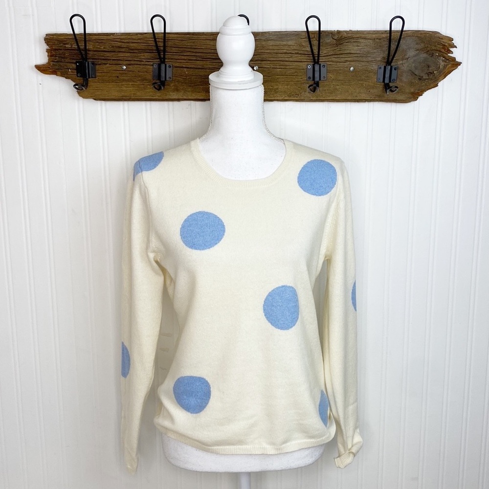 J McLaughlin Polka Dot Sweater Cashmere Cotton Crewneck